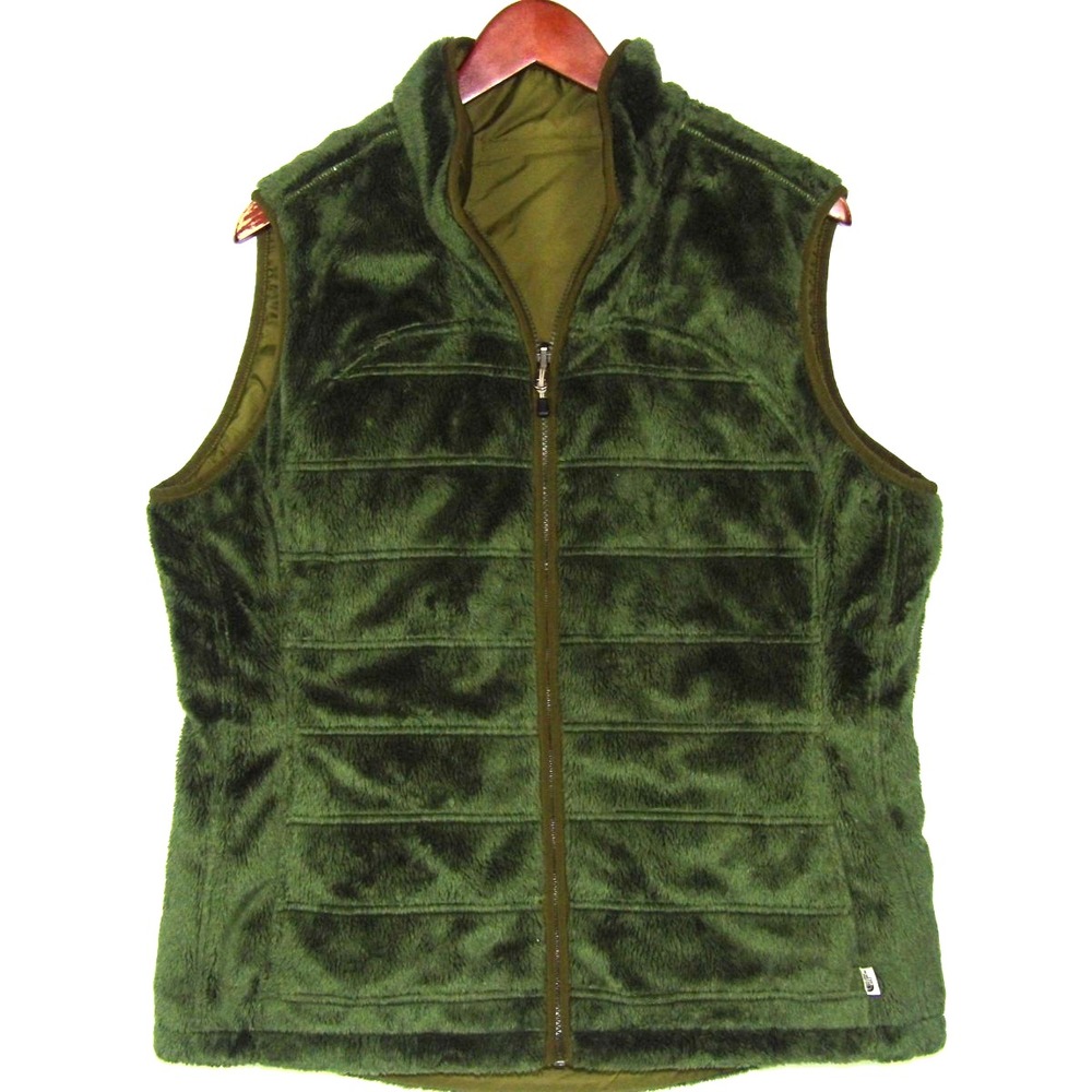 The North Face Reversible Green Zip-Up Soft Shell/Fleece Vest Jacket Women's XL